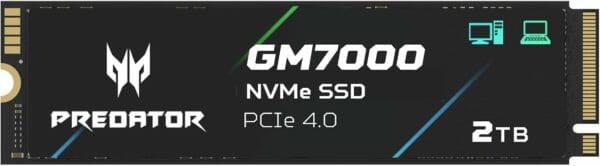 Predator GM7000 2TB M.2 NVMe SSD - Ultra High Speed 7400MB/s Read, 6700MB/s Write, DRAM Cache, PCIe Gen4×4, 3D NAND TLC - Compatible with PS5 Pro